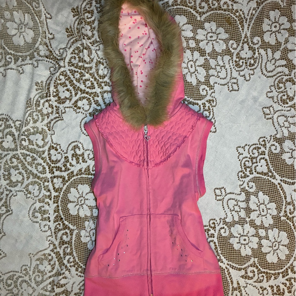Y2k Justice Vest with Fur Hood